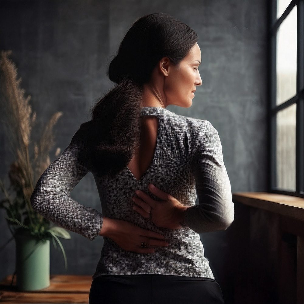 Frau mit Rückenschmerzen Frau mit Rückenschmerzen